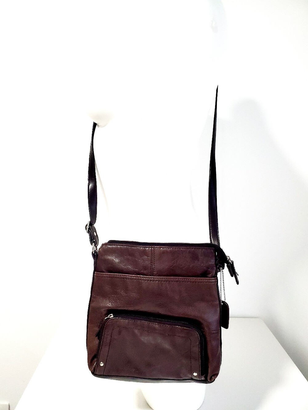 Vintage Jessica Dark Brown Leather Crossbody Bag